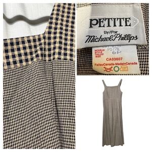 Michael Phillips Checkered Houndstooth Midi Dress - Black and Tan 6P